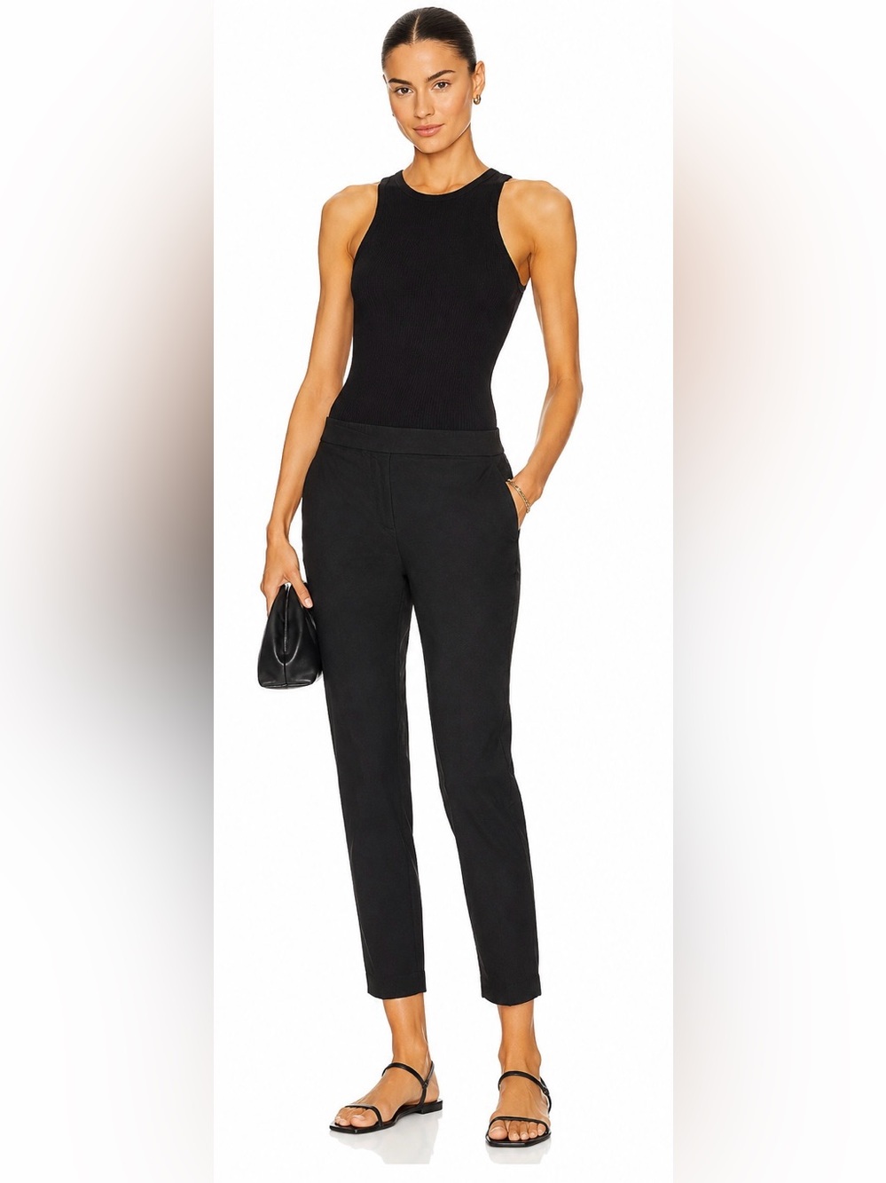 Theory Treeca Pull-On Eco Crunch Wash Linen Blend Pants Black Size 6